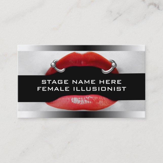 Drag Queen Pierced Red Lips Business Cards (Front)