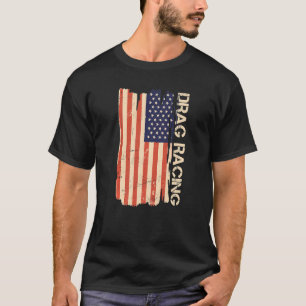 Drag Racing American Flag  Drag Racing Lover Premi T-Shirt