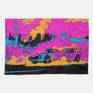 Drag-Racing Burn-Out - Drag-racing Cars Tea Towel