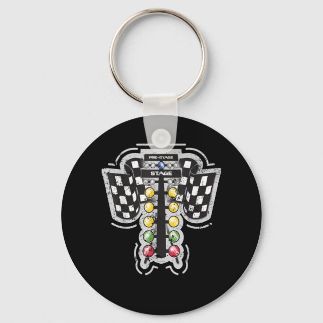 Drag Racing Christmas Tree Lights Drag Racing T Sh Key Ring (Front)