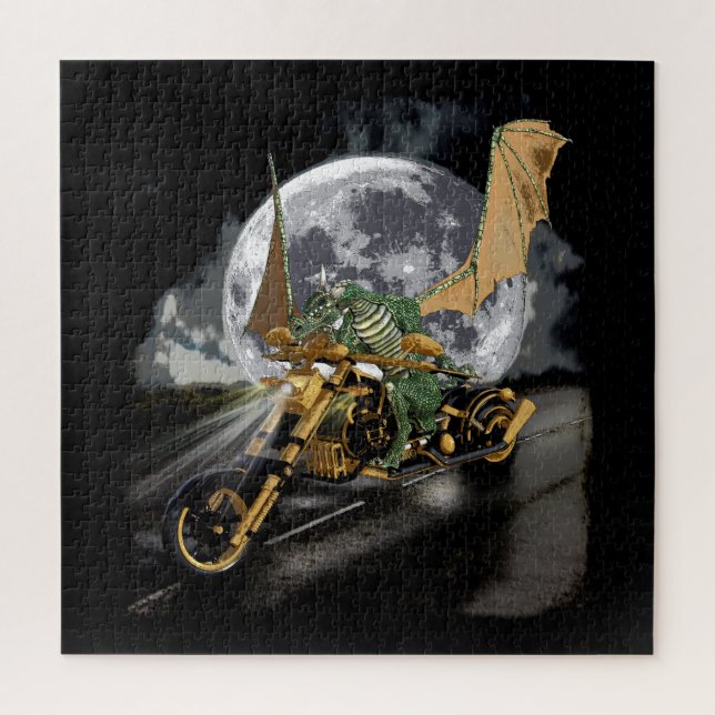 Drag-racing Dragon and Moon Fantasy  Jigsaw Puzzle (Vertical)