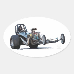 Drag Racing & Vintage Dragsters Oval Sticker