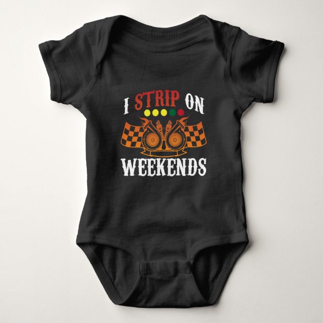 Drag Racing Weekend Turbo Race Track Racer Fan Baby Bodysuit (Front)