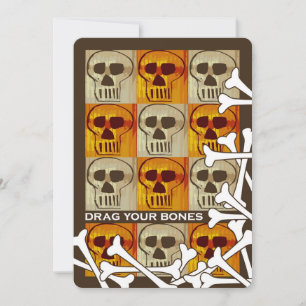 Drag Your Bones, Halloween Party Invitation, Skull Invitation