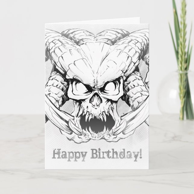 Dragenoth Demon Skull Lord Birthday Card (Front)