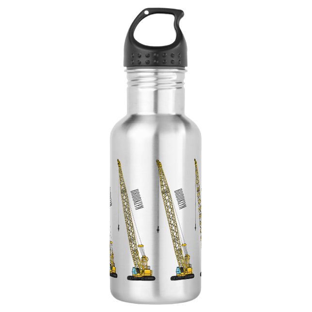 Dragline excavator cartoon illustration 532 ml water bottle (Front)
