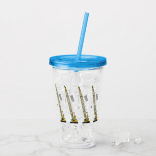 Dragline excavator cartoon illustration acrylic tumbler