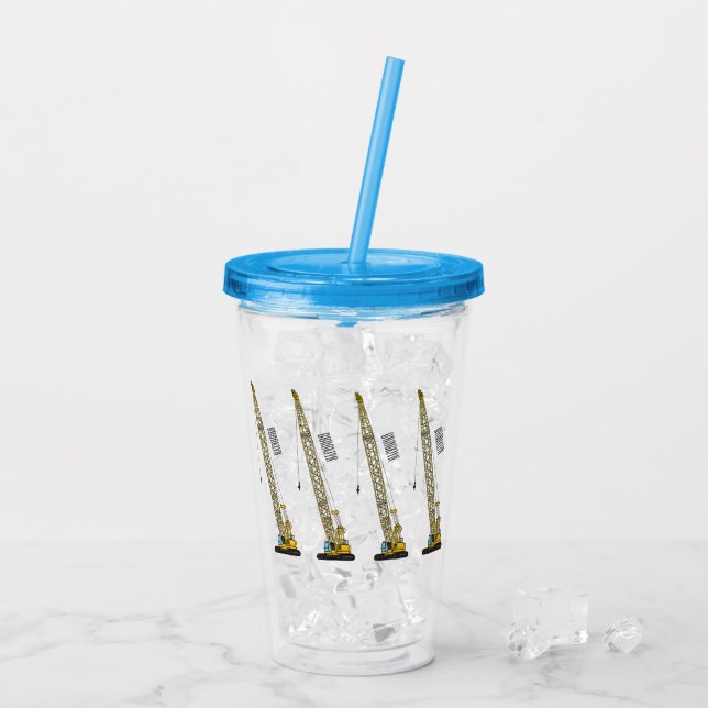 Dragline excavator cartoon illustration acrylic tumbler (Back Ice)