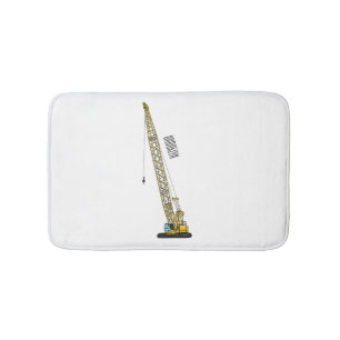 Dragline excavator cartoon illustration bath mat