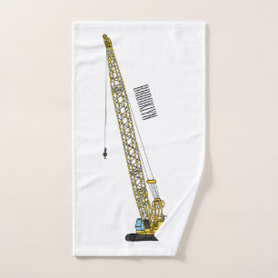 Dragline excavator cartoon illustration bath towel set