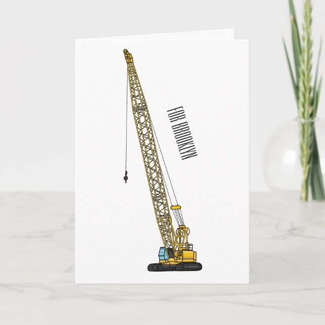 Dragline excavator cartoon illustration card (Front)