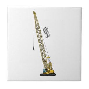 Dragline excavator cartoon illustration ceramic tile