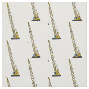 Dragline excavator cartoon illustration fabric