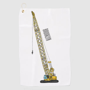 Dragline excavator cartoon illustration golf towel
