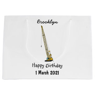 Dragline excavator cartoon illustration large gift bag