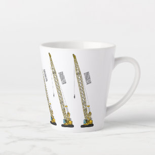 Dragline excavator cartoon illustration latte mug
