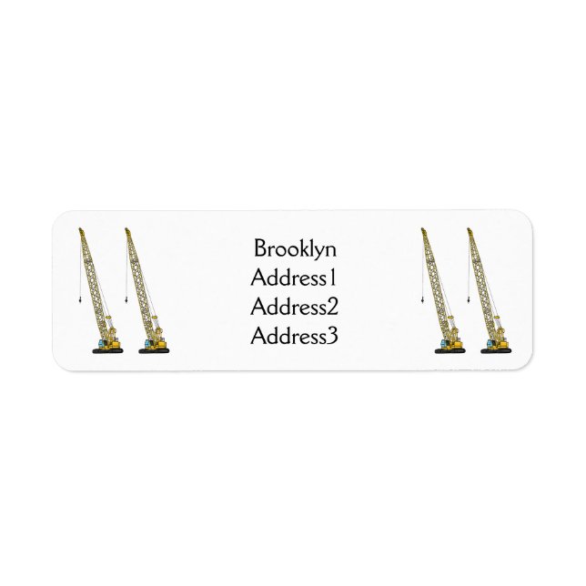 Dragline excavator cartoon illustration return address label (Front)