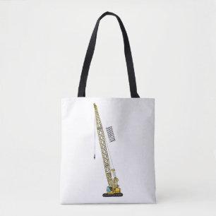 Dragline excavator cartoon illustration tote bag