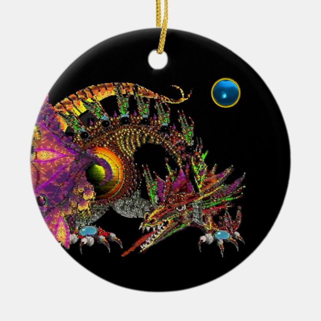 DRAGO  Blue Sapphire Monogram Ceramic Ornament (Front)