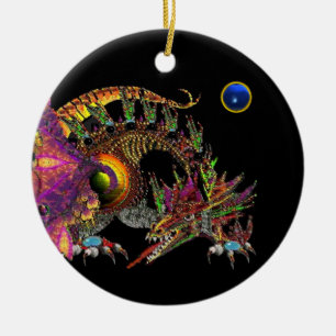 DRAGO  Blue Sapphire Monogram Ceramic Tree Decoration