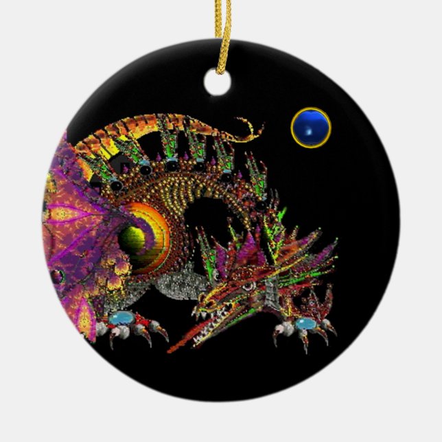 DRAGO  Blue Sapphire Monogram Ceramic Tree Decoration (Front)