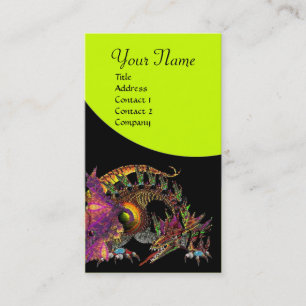 DRAGO Fantasy Dragon Monogram black purple yellow Business Card