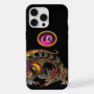 DRAGO,FANTASY DRAGON,PINK PURPLE GEMSTONE MONOGRAM iPhone 15 PRO MAX CASE