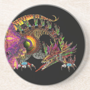 DRAGO / FANTASY GOLD DRAGON IN PURPLE AND BLACK COASTER