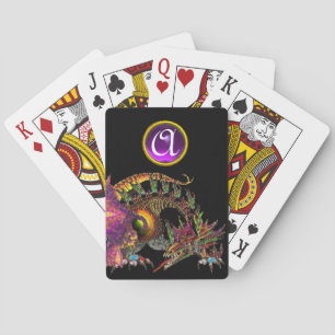 DRAGO / FANTASY GOLD DRAGON IN PURPLE AND BLACK  PLAYING CARDS