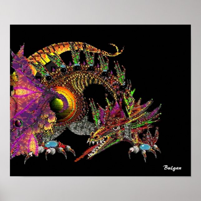 DRAGO / FANTASY GOLD DRAGON IN PURPLE AND BLACK POSTER (Front)