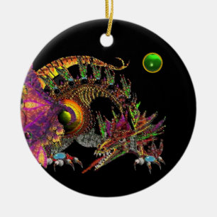 DRAGO Pink Green Emerald Monogram Ceramic Tree Decoration