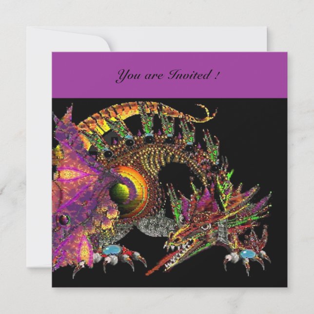 DRAGO violet purple black Invitation (Front)