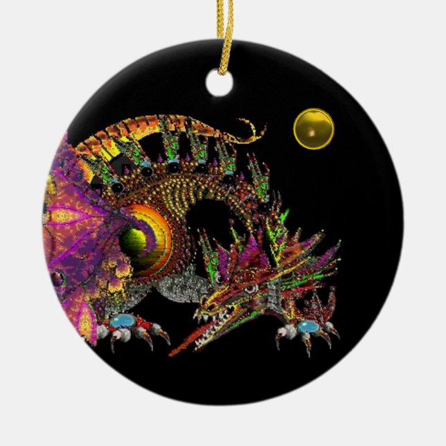 DRAGO Yellow Topaz Monogram Ceramic Ornament (Front)