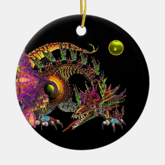 DRAGO Yellow Topaz Monogram Ceramic Tree Decoration (Front)