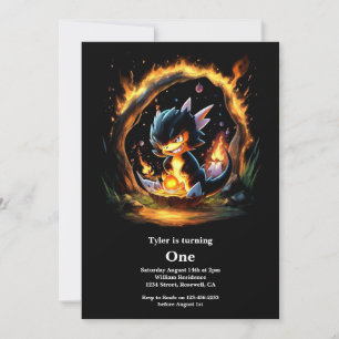 Dragon 1st Birthday Invitation