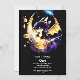 Dragon 1st Birthday Invitation