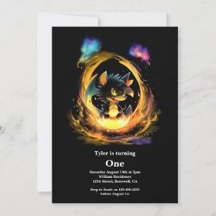 Dragon 1st Birthday Invitation