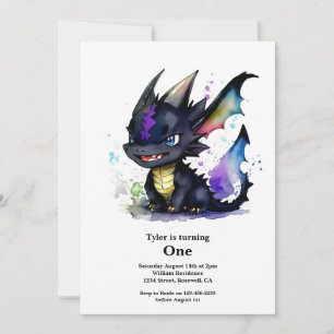 Dragon 1st Birthday Invitation