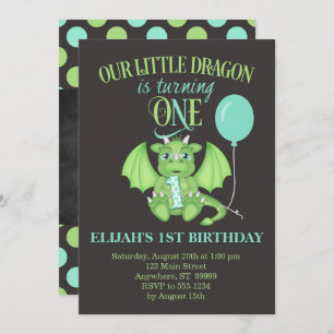 Dragon 1st Birthday Invitation w/ optional photo