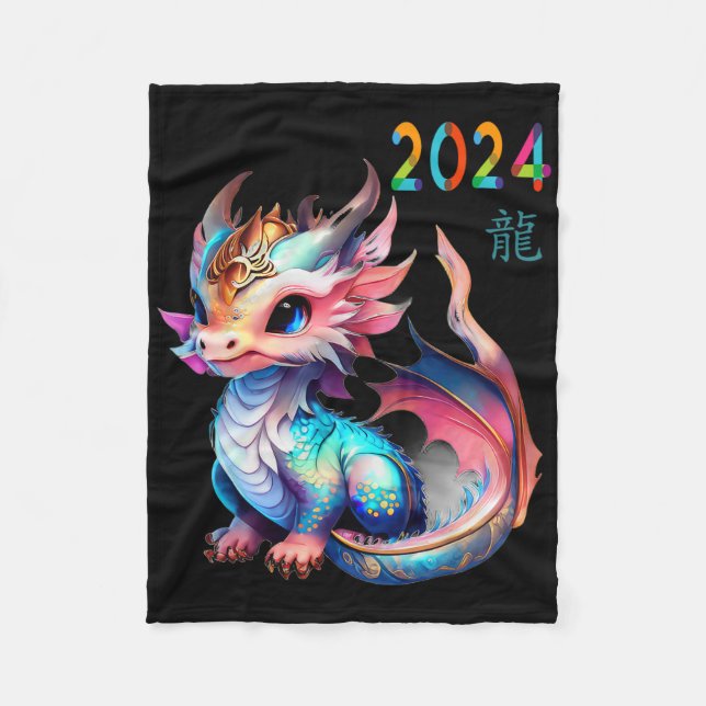 Dragon 2024 Year Of The Dragon Happy Lunar New Yea Fleece Blanket (Front)