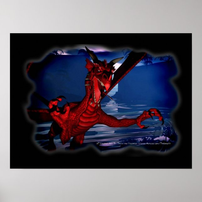 Dragon 3D Fantasy Art Poster (Front)