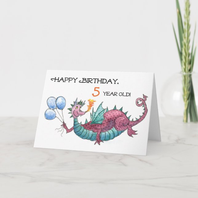 Dragon 5th Birthday Card (Front)
