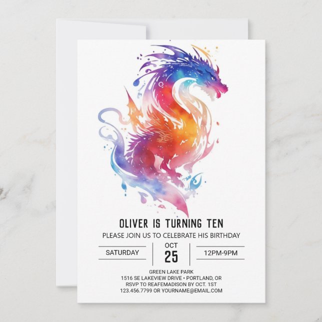 Dragon Adventure Enchanted Birthday Invitation (Front)
