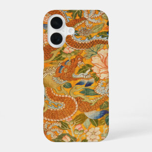 DRAGON AMONG PEONIES,FLOWERS,GREEN LEAVES Floral iPhone 16 Case