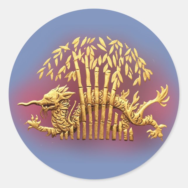 Dragon and Bamboo Classic Round Sticker (Front)