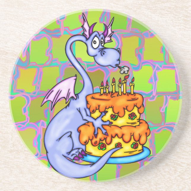 Dragon and Birthday Cake Coaster (Front)