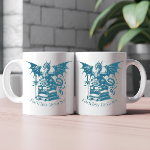 Dragon and Books Fantasy Reader Coffee Mug