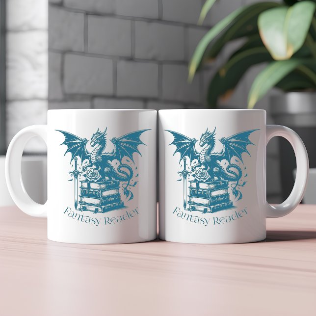 Dragon and Books Fantasy Reader Coffee Mug (Creator Uploaded)