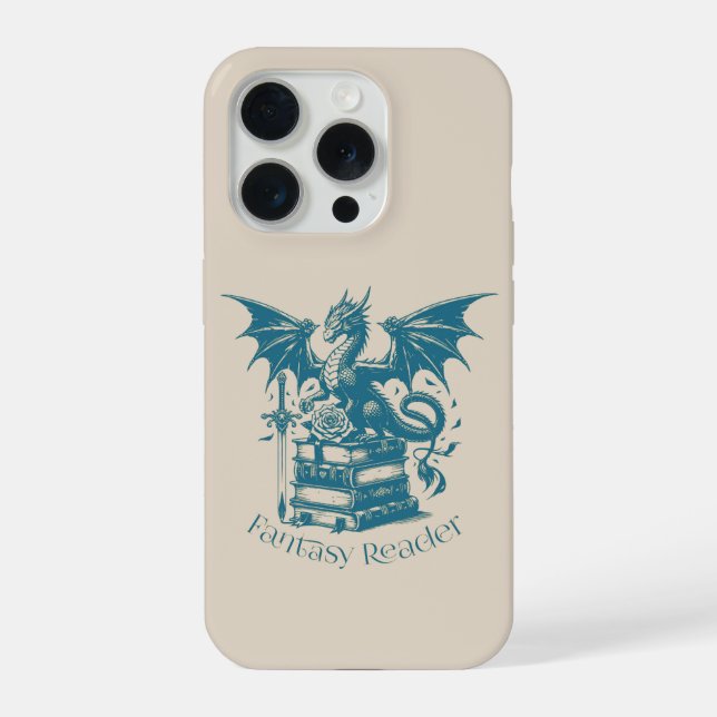 Dragon and Books Fantasy Reader iPhone Case (Back)