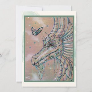 Dragon and butterfly fantasy art by Renee Lavoie  Holiday Card
